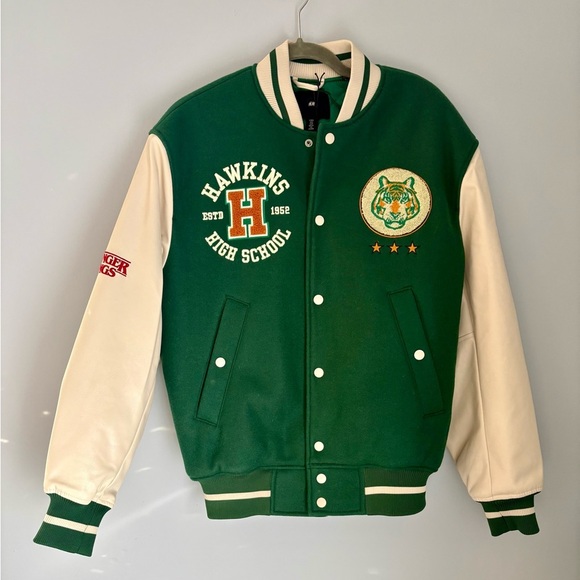 NWT Stranger Things H&M Varsity Jacket sz S - Picture 1 of 7